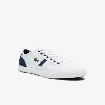 Lacoste Sideline Canvas Sneakers - Tenisky Pánské Bílé / Tmavě Blankyt | CZ-aJrD7d